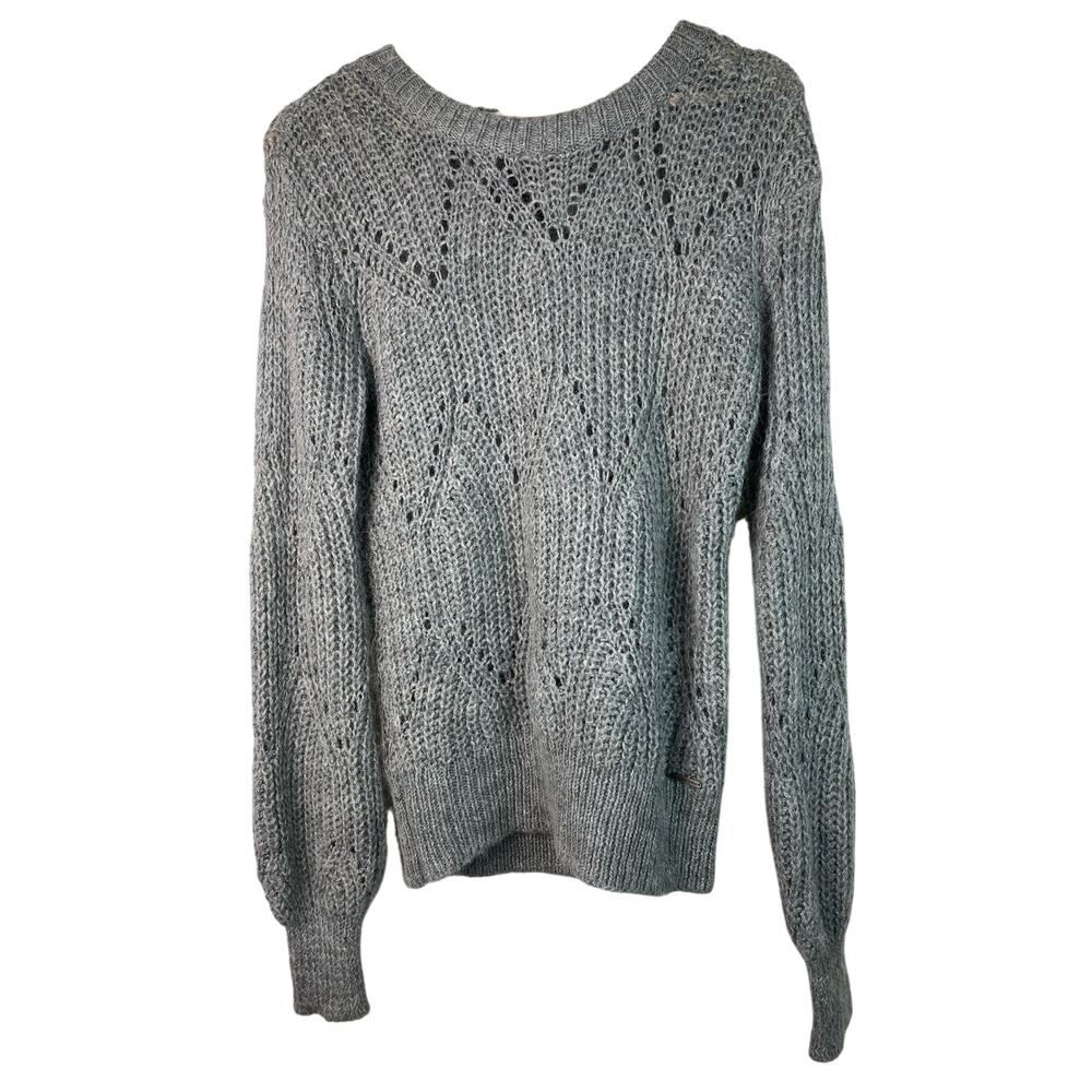 Abercrombie‎ & Fitch Women's S Gray Fuzzy Open Knit Pullover Sweater *